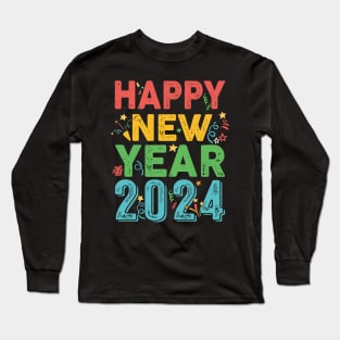 New Years Eve Party Supplies Kids Nye 2024 Happy New Year Long Sleeve T-Shirt